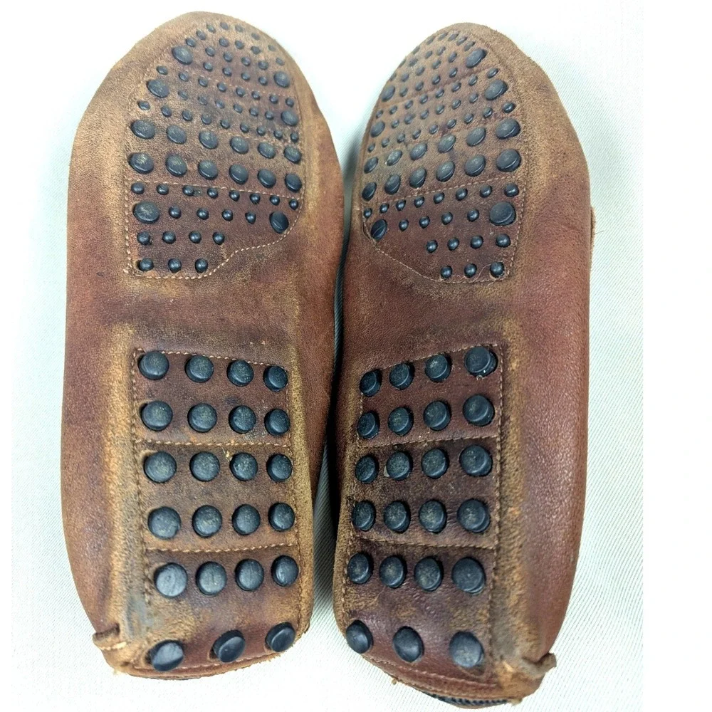 Minnetonka Leather Driving Moccasins Brown Loafers Slip On Driver 10.5